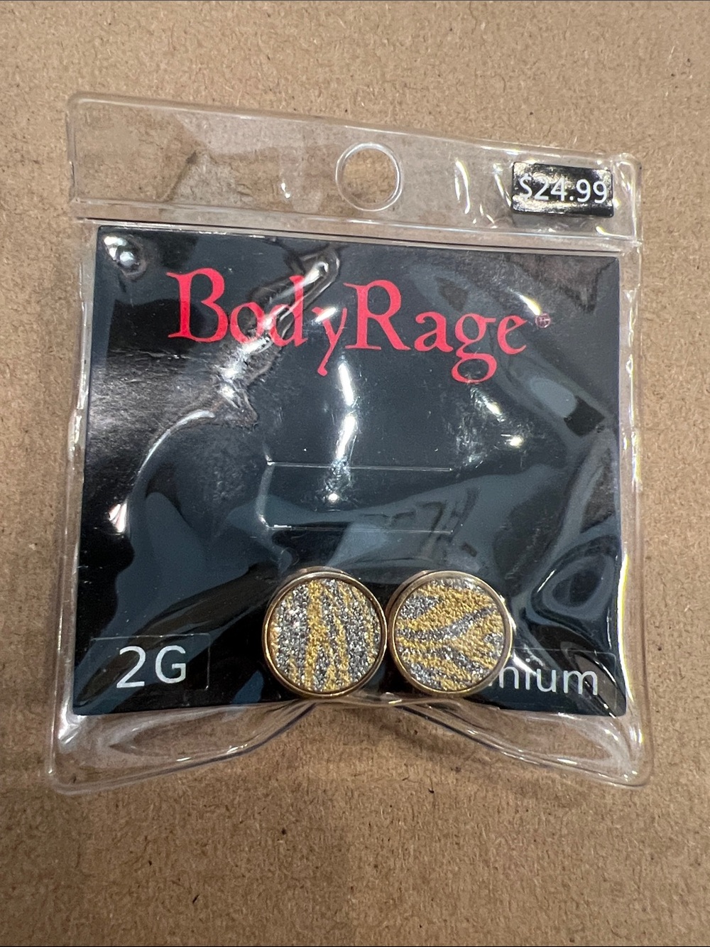 Body Rage Yellow Zebra Cuff Links - Metallic Silver Accent